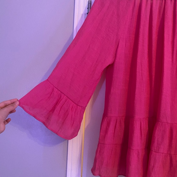 Women's Red Peasant Blouse - Picture 3 of 3